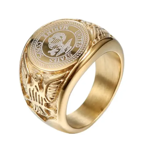 RTM481 Golden Eagle Marine Corps Ring National Soldier Badge in Titanium Steel for Men