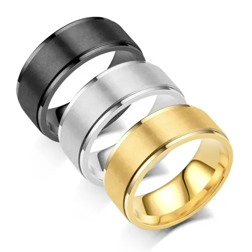 RTM995 Frosted Stainless Steel Men's Ring Sleek & Modern Jewelry Piece
