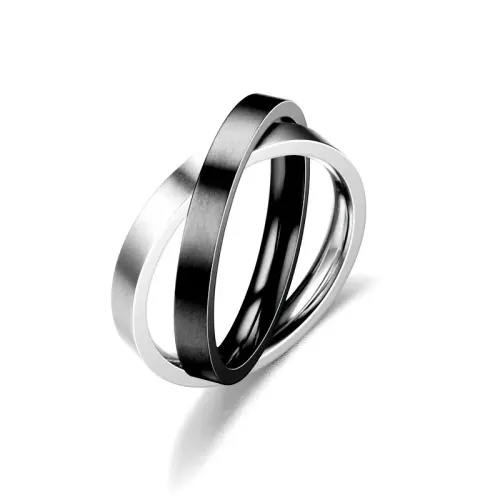 RTM1023 Stylish Double Turn Stainless Steel Couple Rings Perfect Jewelry Gift