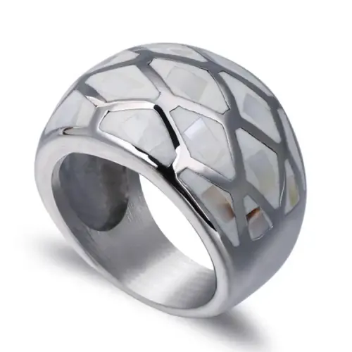 RTM205 Women's Polished Shell Titanium Steel Ring Batch-Made Stainless Beauty