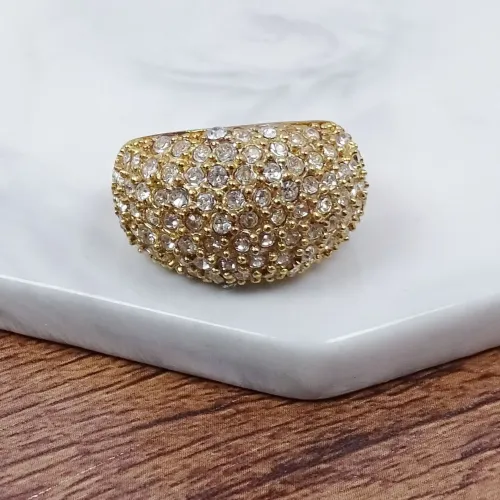 RTM421 Full Diamond Titanium Steel Ring Geometric Women's Stainless Jewelry