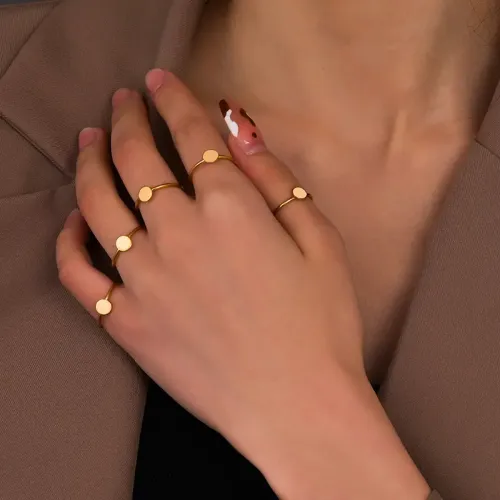 RTM2615 Elegant Adjustable Round Open Stainless Steel Ring One Size Fits All