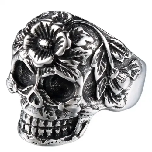 RTM609 Men's Skull Punk Ring Stainless Steel Religious Totem Jewelry