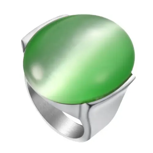 RTM429 opal Gemstone Ring Women's Stainless Titanium Steel Jewelry