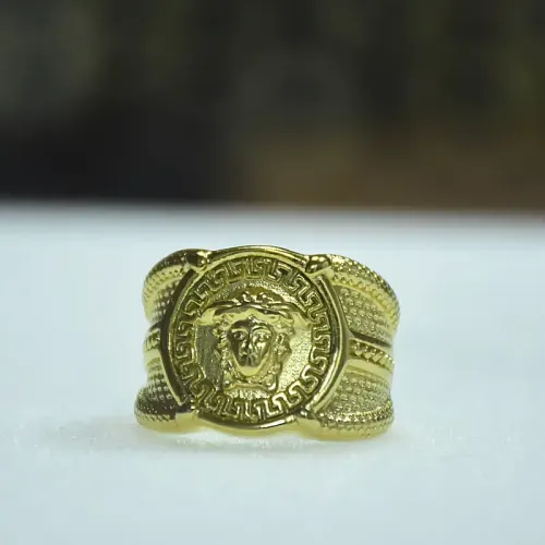 RTM470 Men's Titanium Steel Ring with Round Human Head Spiritual Jewelry