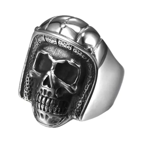 RTM529 Men's Pilot Skull Ring Titanium Stainless Steel Biker Jewelry
