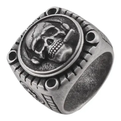 RTM563 Men's Skull Ring Stainless Steel Pipe Design Jewelry for Him