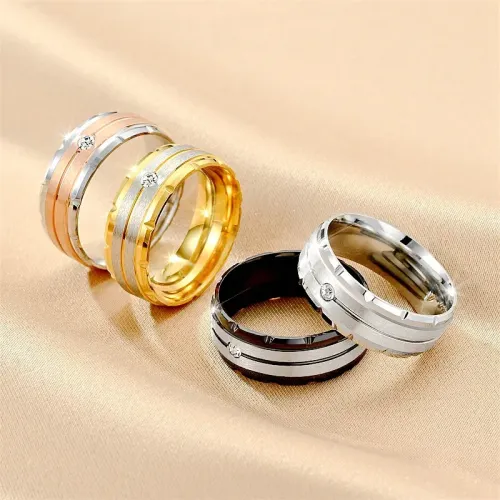 RTM750 Luxury Stainless Steel Diamond Ring for Men Ideal Couple's Choice