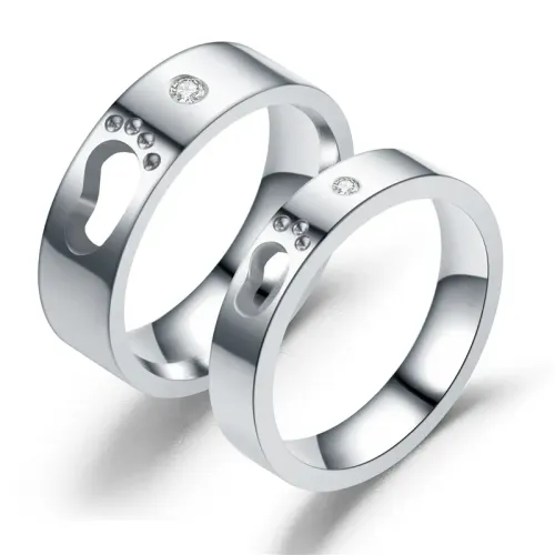 RTM2878 Footprint & Diamond Inlaid Couple Rings A Perfect Match Jewelry