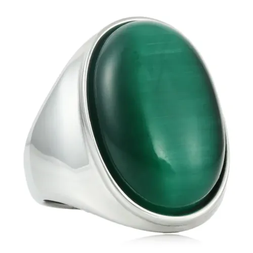 RTM1562 Elegant Multi-Color Stone Ring Stainless Steel Oval Band for Jewelry Lovers