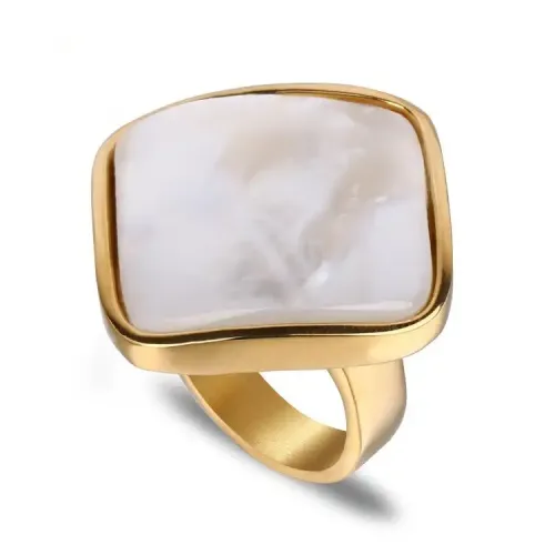 RTM199 Women's Shell Design Ring Large Stainless Titanium Steel Fashion Accessory