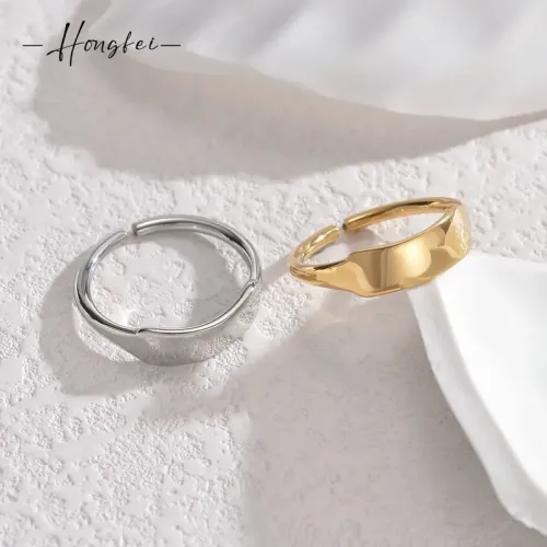 RTM2465 18K Gold Plated Stainless Steel Geometric Punk Ring for Men & Women