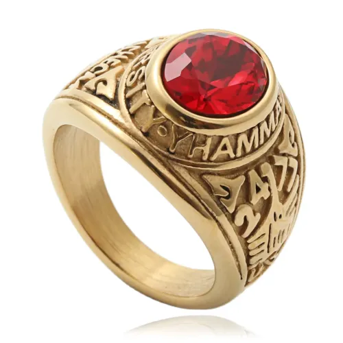 RTM1513 Punk Multicolor Gemstone Ring Stainless Steel Eagle Design