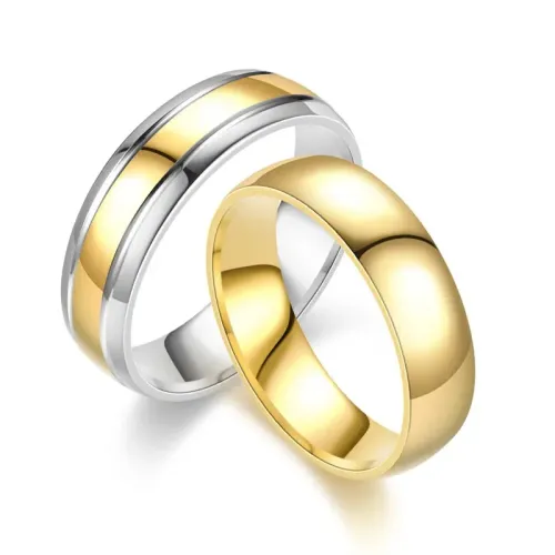 RTM969 Chic Plain Stainless Steel Female Couple Ring Elegant Minimalist Jewelry