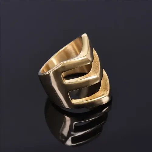 RTM364 V-Shaped Imitation Gold Ring Women's Stainless Steel Jewelry