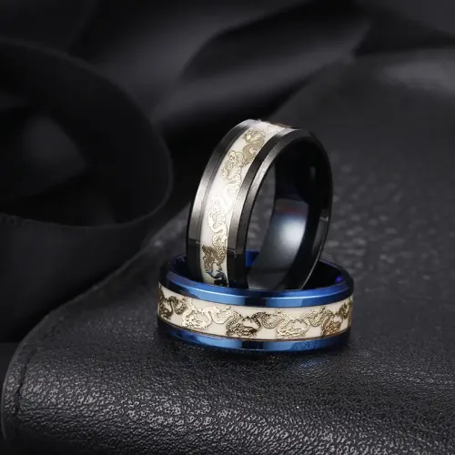 RTM1291 Shoman Luminous Chinese Dragon Ring for Men Stainless Steel Jewelry