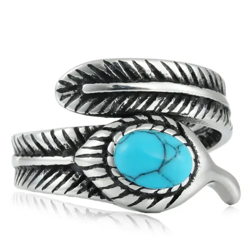 RTM1579 Stainless Steel Animal Feather Ring Unique Jewelry for Men & Women