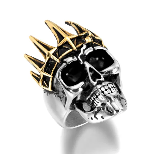 RTM2204 Crown Skull Ring Stainless Steel Punk Pirate Jewelry for Men