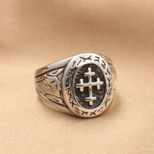 RTM1973 Stainless Steel Cross-Shaped Ring Martian-Inspired Jewelry for Men