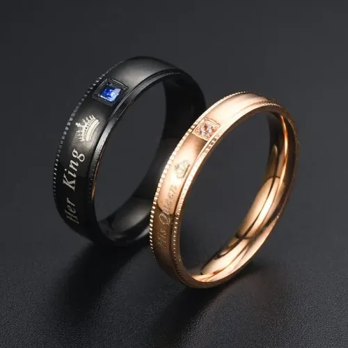 RTM2882 HerKgHisQueen Diamond Couple Ring Eternal Love Symbolized Jewelry