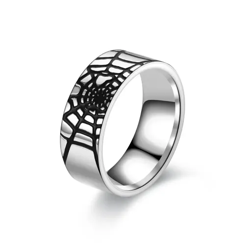 RTM2835 Unique Spider Web Oiled Ring Edgy Fashion Statement Piece
