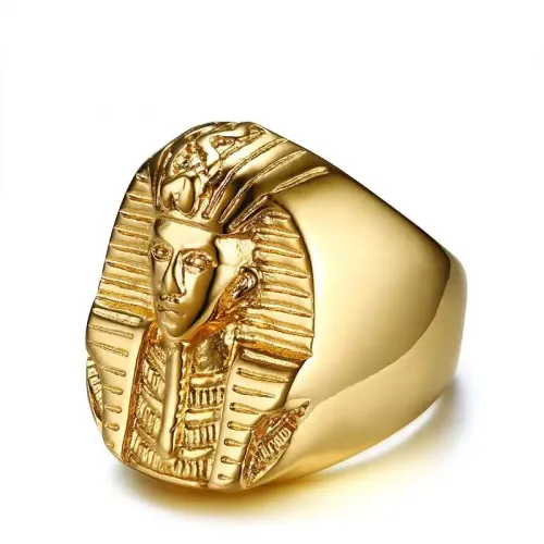 RTM170 27MM Egyptian Pharaonic Cast Gold Men's Ring Stainless Steel Jewelry