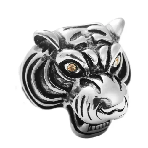 RTM1751 Punk Stainless Steel Tiger Ring Edgy Animal Ornament for Men