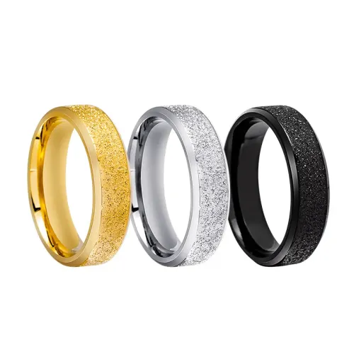 RTM1126 6MM Frosted Stainless Steel Ring Durable Non-Fading Jewelry with Sand Surface Vacuum Plating