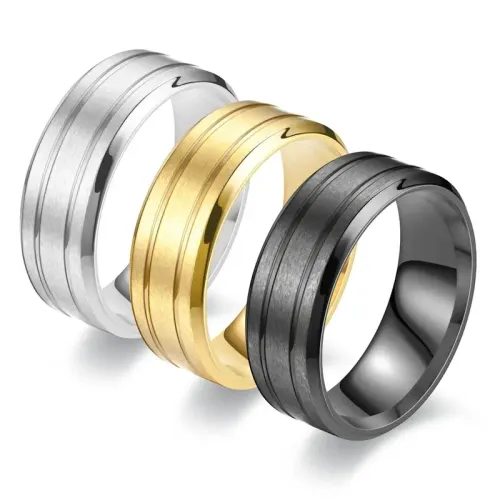 RTM977 Matte Stainless Steel Rings for Men Stylish Couple Bands Collection