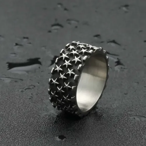 RTM2004 Stainless Steel Baby Breath Star Ring Punk Style Jewelry for Trendsetters
