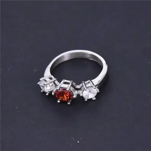 RTM391 Women's Titanium Steel Ring Six-Prong Zircon Rhinestone Gemstone
