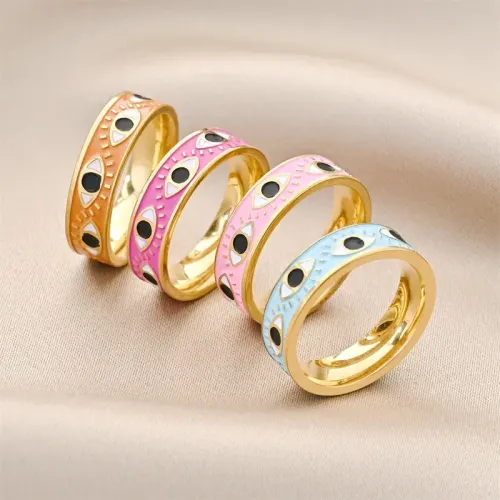RTM680 Devil Eye Stainless Steel Couple Ring Trendy Women's Fashion Accessory