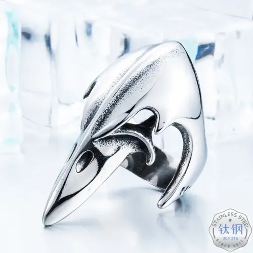 RTM2339 Nordic Odin Crow Skull Ring Viking Totem Stainless Steel Band for Men