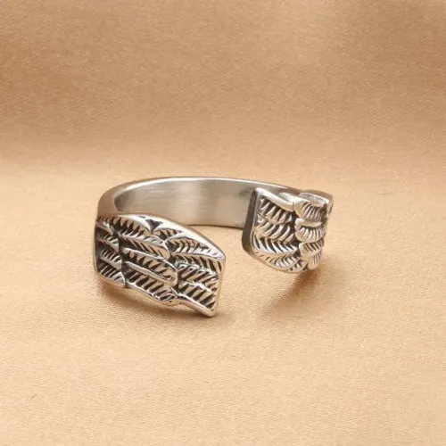RTM1967 Angel Wings Feather Ring Stainless Steel Animal Jewelry for Men & Women