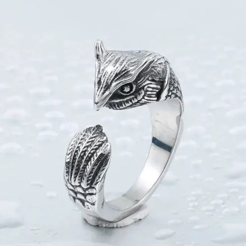 RTM2327 Owl Design Open Adjustable Stainless Steel Ring Clearance Jewelry