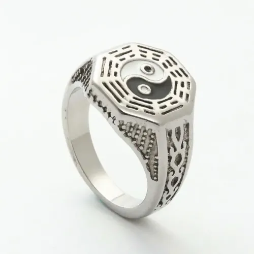 RTM1988 Yin Yang Bagua Stainless Steel Ring Punk Chinese Jewelry for Men
