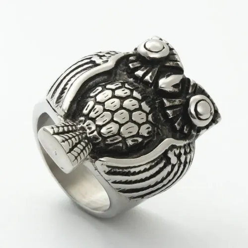 RTM1903 Owl Punk Ring Stainless Steel Animal-Themed Jewelry for Men & Women