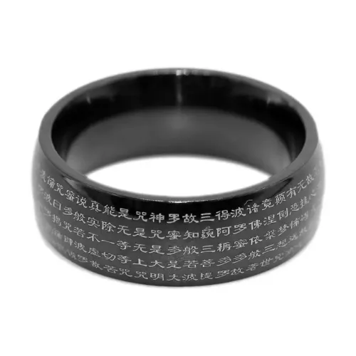 RTM1411 Men's Stainless Steel Prajna Heart Sutra Ring Religious Scripture Jewelry