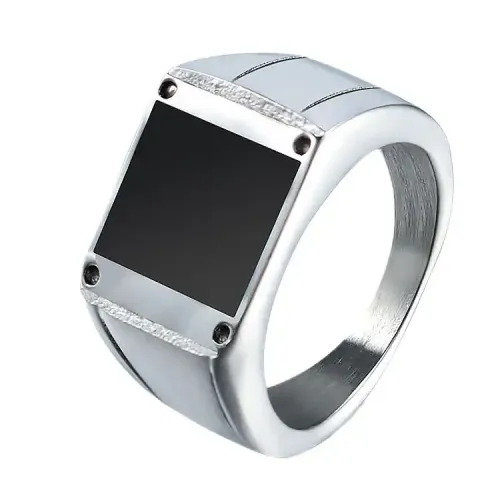 RTM642 Black Titanium Steel Punk Ring for Men Durable Drop Glue Jewelry