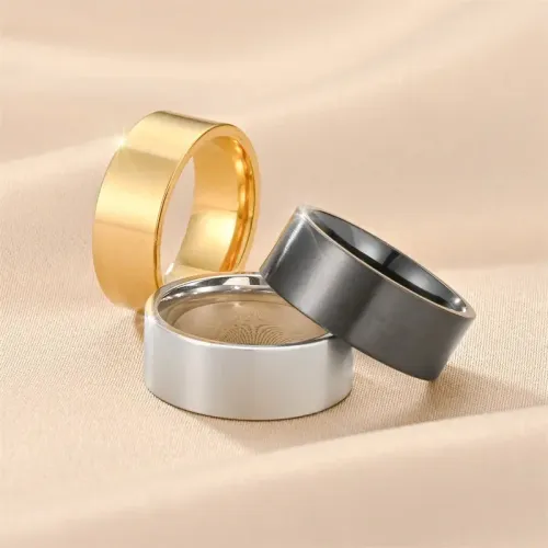 RTM975 Brushed Stainless Steel Frosted Men's Plain Ring Modern Couple Jewelry