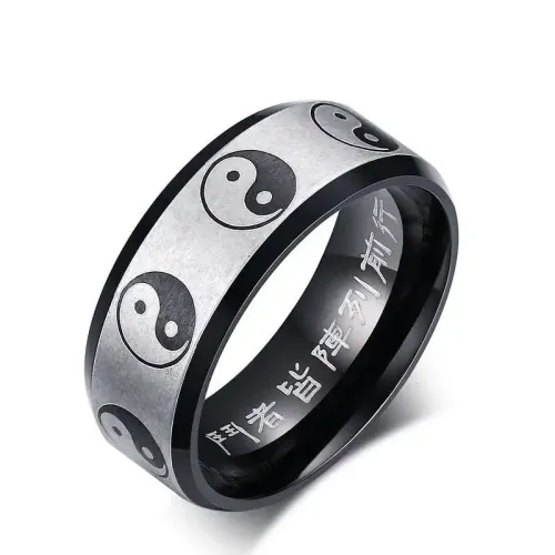 RTM64 Men's Stainless Steel Chinese Bagua Ring Symbolic Jewelry Accessory
