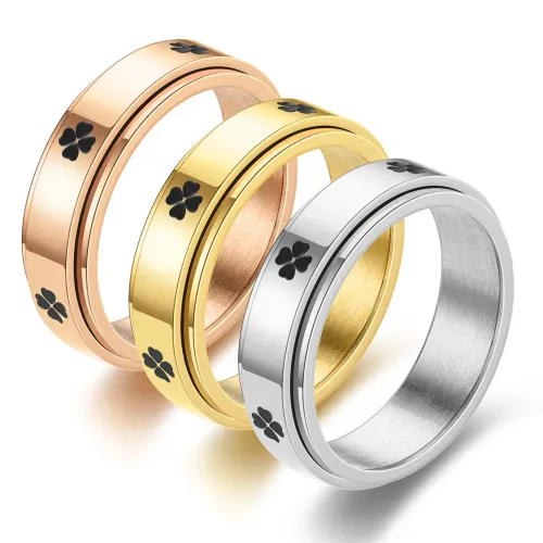 RTM2867 Corrosion-Resistant Oiled Cross Revolving Couple Ring Unique Love Jewelry