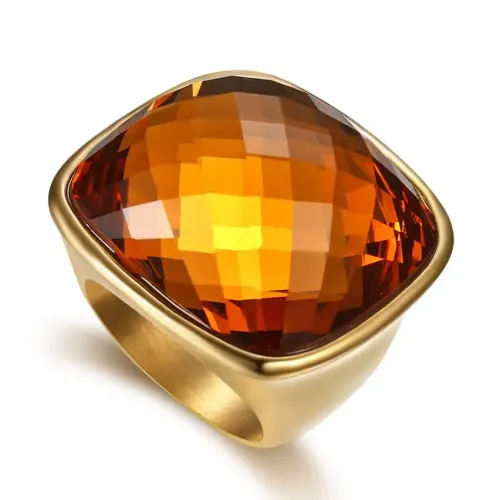 RTM468 Luxury Square Gemstone Ring Women's Elegant Jewelry Piece
