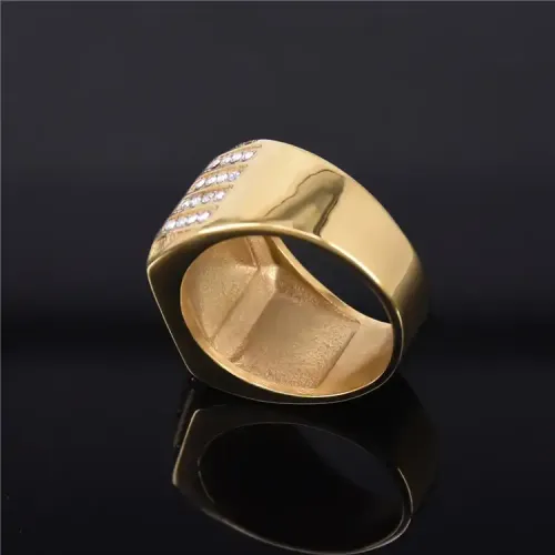 RTM230 Luxury Festive Men's Diamond-Encrusted Titanium Stainless Steel Ring