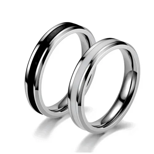 RTM987 Elegant Oil Dripping Stainless Steel Couple Rings Trendy Jewelry for Lovers
