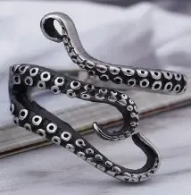 RTM2034 Punk Octopus Open Ring Dark Night Factory Design in Stainless Steel