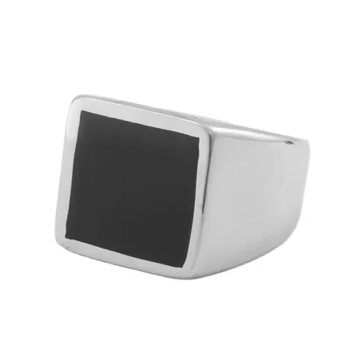 RTM1823 Elegant Black Epoxy Stainless Steel Ring Fashion Jewelry for Men and Women