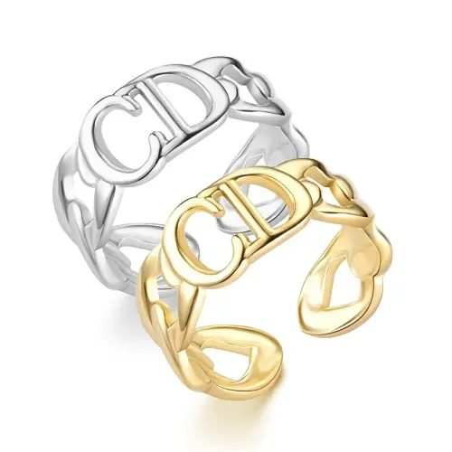 RTM817 CD-Inspired Stainless Steel Open Ring for Couples Unique Love Symbol