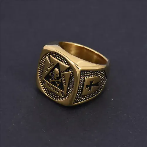 RTM219 Masonic AG Logo Ring Stainless Steel Titanium Danger Sign Religious Jewelry