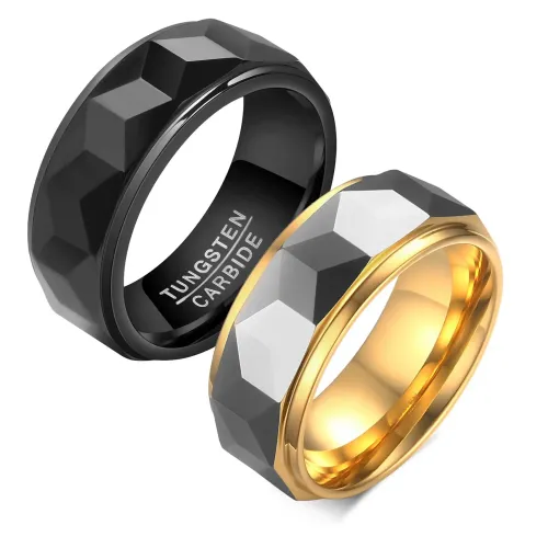 RTM51 Gold Tungsten Steel Ring Durable Luxury Jewelry for Men and Women
